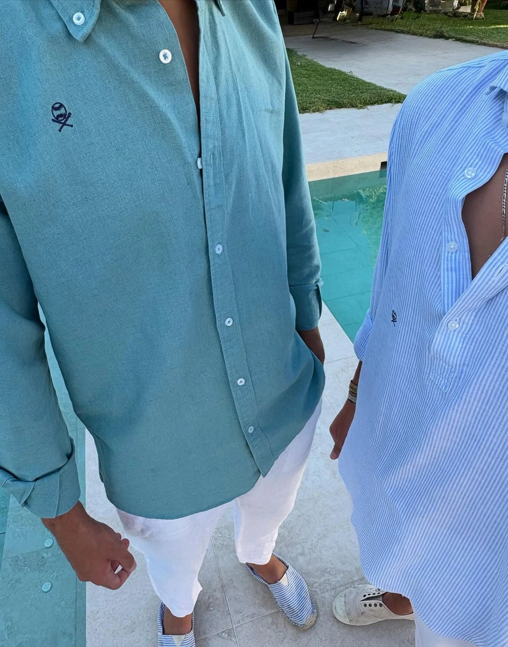 Camisa verde oscura lino