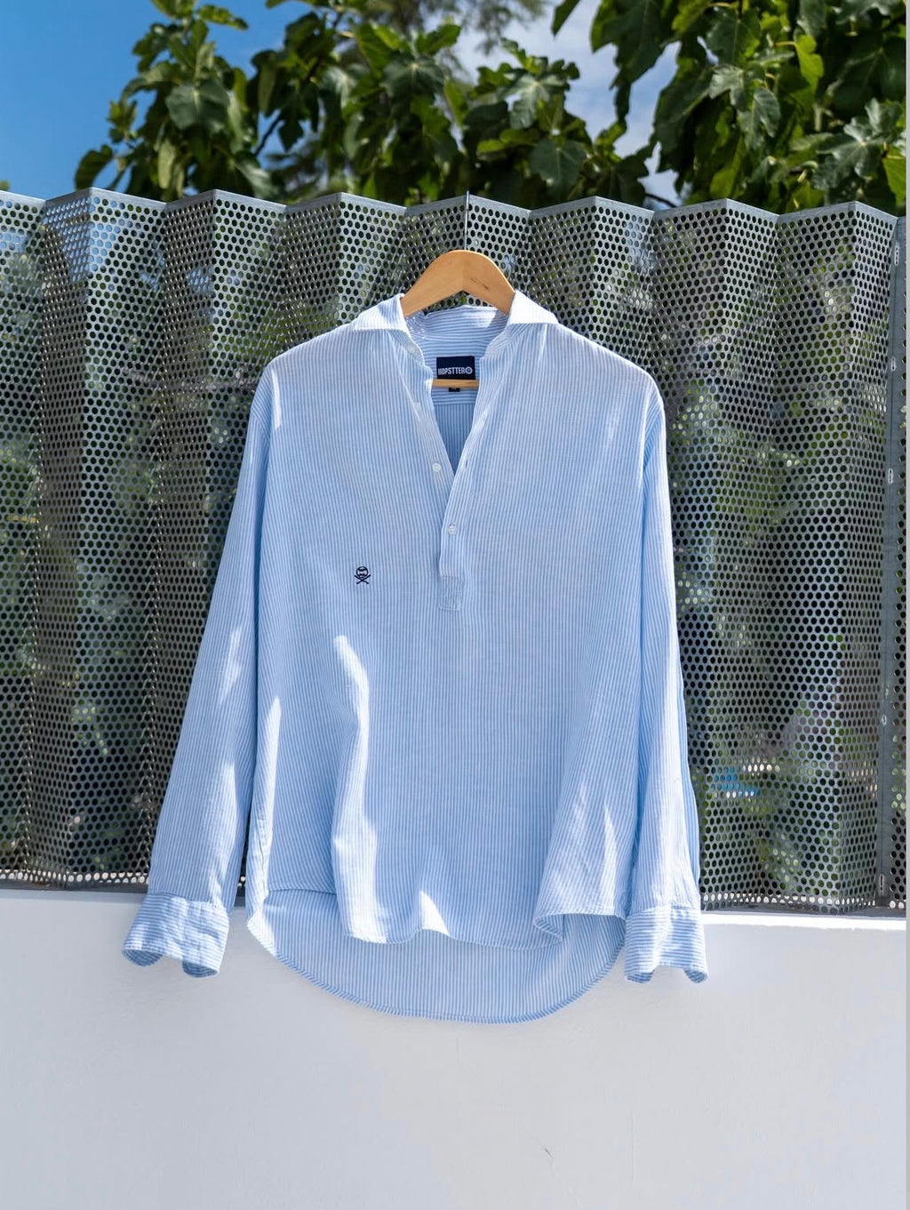 Camisa de lino rayas azules