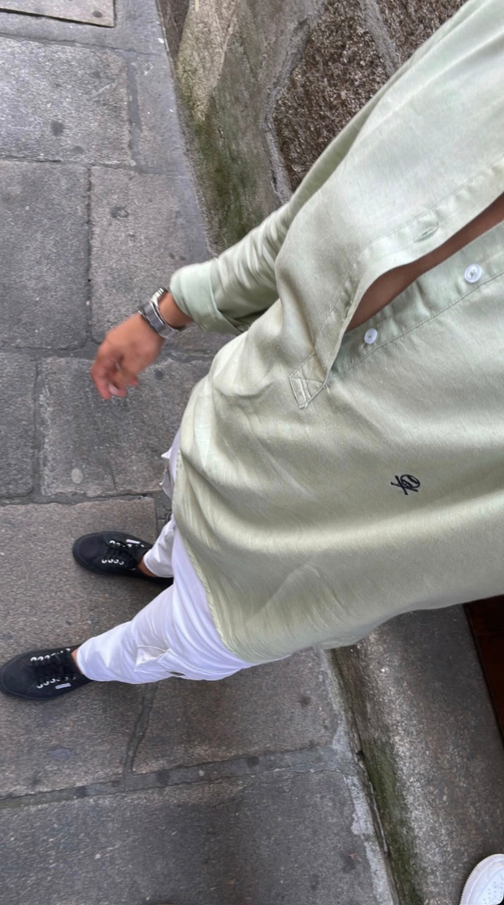 Camisa kaki de lino ￼